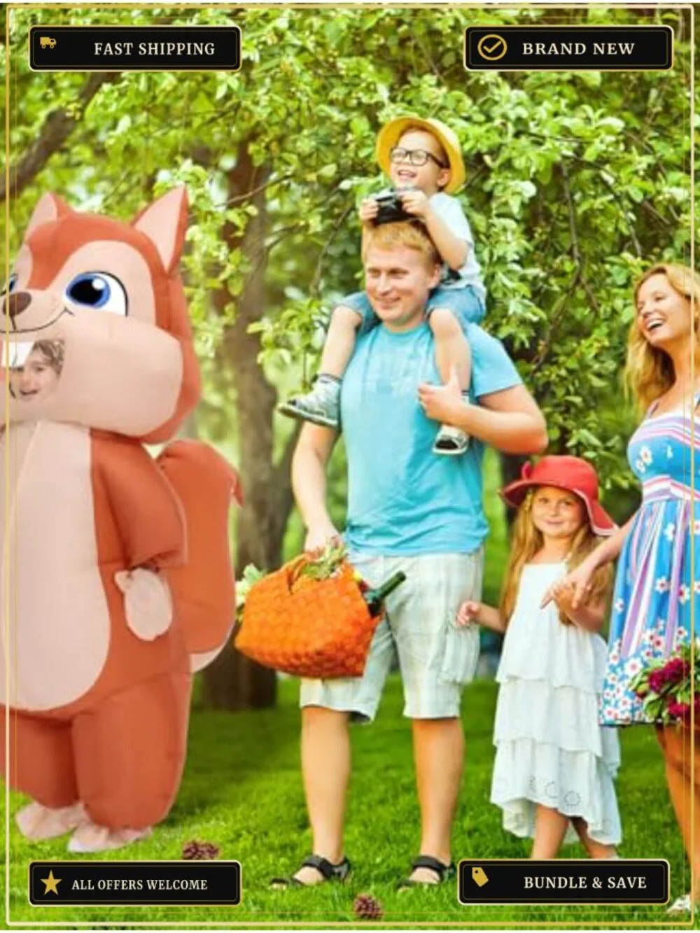 Kids Inflatable Squirrel Costume Blow Up Suit for Halloween Christmas